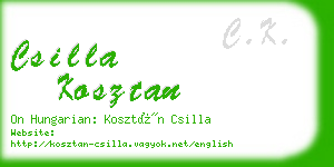 csilla kosztan business card